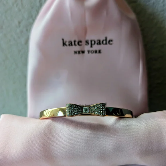 Kate Spade Rose Gold-tone Bow Crystal Bangle with Pink Pouch - Limited Edition - Picture 5 of 16